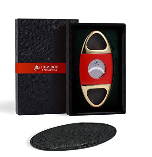Zigarrenabschneider Doppelte Klinge Guillotine,Zigarren Schneider ø25mm-Edelstahl Doppelte Klinge Zigarrenbohrer | Zinklegierungskörper,Golden-Rose Zigarrenbrett,Kubanische Zigarren Cutter Set Gift von Slege
