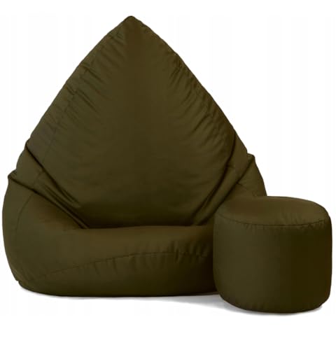 Slevobox Hocker Khaki 35x35 cm - Fußablage für Sitzsack Erwachsene mit Füllung - Schlafzimmer und Wohnzimmer Möbel von Slevobox