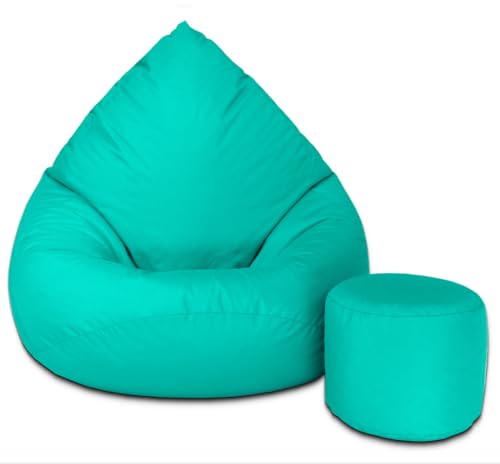 Slevobox Sitzsack mit Hocker Marine 112x82x82cm - XXL Sitzsack Erwachsene mit Füllung - Sitzsack Kinder - Schlafzimmer und Wohnzimmer Möbel - Outdoor Sitzsack XXL - Indoor Sitzsäcke - Bean Bag von Slevobox