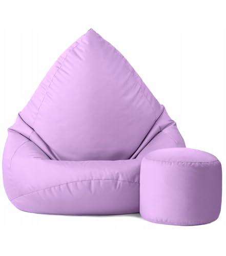 Slevobox Sitzsack mit Hocker Lavendel 112x82x82 cm - XXL Sitzsack Erwachsene mit Füllung - Schlafzimmer und Wohnzimmer Möbel - Indoor Sitzsäcke Wasserdicht - Lounge Sessel - Bean Bag von Slevobox