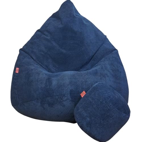 Slevobox Sitzsack mit Hocker Marineblau 95x95x120 cm - XXL Sitzsack Erwachsene mit Füllung - Schlafzimmer und Wohnzimmer Möbel - Samt Indoor Sitzsäcke - Bean Bag - Lounge Sessel von Slevobox