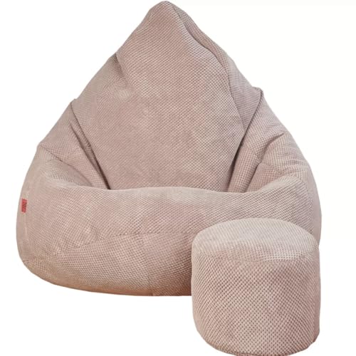Slevobox Sitzsack mit Hocker Puderrosa 95x95x120 cm - XXL Sitzsack Erwachsene mit Füllung - Schlafzimmer und Wohnzimmer Möbel - Samt Indoor Sitzsäcke - Bean Bag - Lounge Sessel von Slevobox