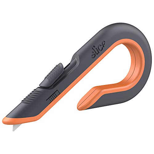 Slice 10400 400 | Sicherheits-Kartonmesser - Safety Cutter | Keramik-Sicherheitsklinge, beidhändig nutzbar, gummierte Oberfläche | Ergonomischer, hakenförmiger Griff, Einzelne Box Cutter von Slice