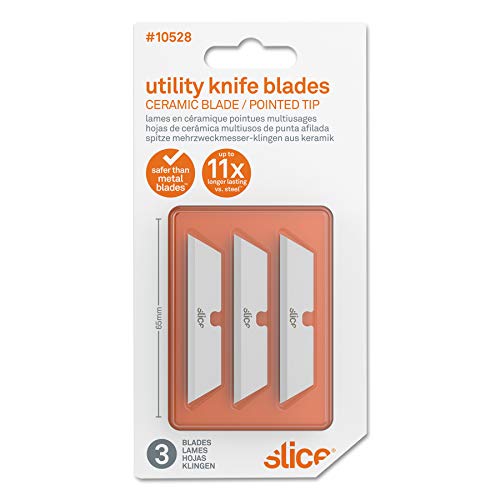 Slice 10528 | Cuttermesser Klingen Spitz 3 Stück | ideal für präzises Schneiden | zur Nutzung in den Slice Cuttermessern | patentierter Schliff schneidet Materialien effektiv von Slice