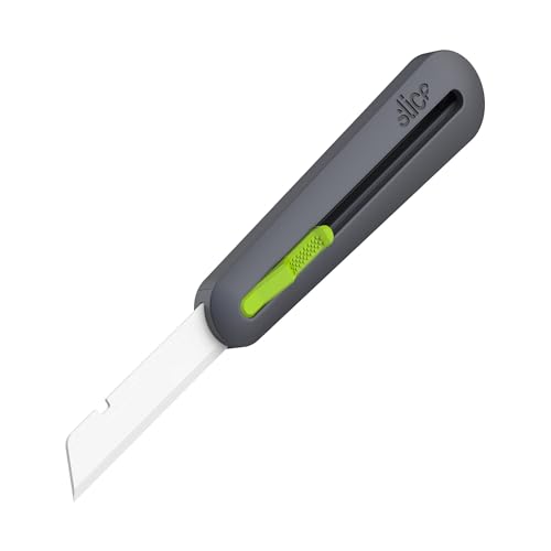 Slice 10560 Industrie-Cuttermesser mit automatischem Klingenrückzug • Sicherheitsmesser für dicke Materialien • Extra lange Keramikklinge 7,6cm • Beidhändig nutzbar • Robuster Nylon-Griff von Slice
