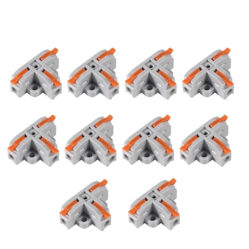 Slicooken 10pcs Compact Draht Leiteranschluss T-Form-Hebelmutendrahtanschluss Schnelldraht-Splitter-Push-In-Stecker für AWG 28-12 von Slicooken