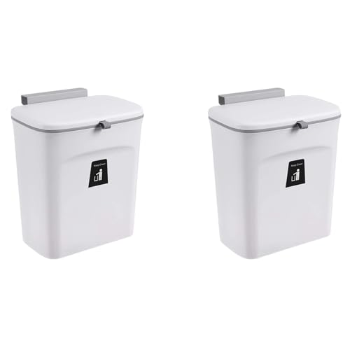 Slicooken 2X Küchenkompost Behälter für Arbeits Platte oder Unter Wasch Becken, Hängender Kleiner Mülleimer mit Deckel, Montierbarer Komposteimer für Den Innen Bereich (C) von Slicooken