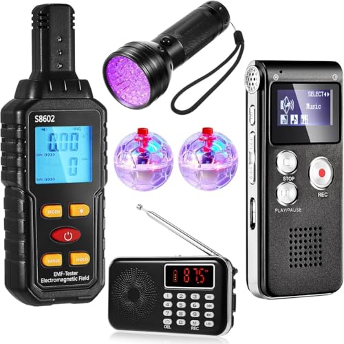 Slicooken 6 PCs Ausr¨¹stungskit 1 Detektor 1 8 GB EVP Digitalrekorder 1 Hand Held Radio 1 2 LED -Leuchte Cat -B?lle von Slicooken