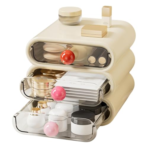 Slicooken Dreischicht Schubladen Aufbewahrungsbox Home High-End-Schlafzimmer Desktop Aufbewahrungsbox Kleine Plastiklagerbox von Slicooken