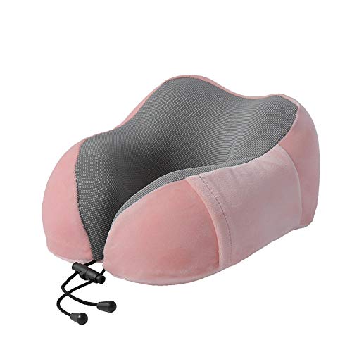 Aufblasbares Nackenhörnchen,U-förmiges Kissen Reise essentielles Nackenkissen, Flugzeug, Zug, Harter Sitz, schlafendes Artefakt Memory Foam U-förmiges Kissen-Rosa von SlimpleStudio