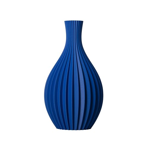 SLIMPRINT Vase Lily, Kobaltblau, Halbkreisförmige Tischvase für Trockenblumen, 19.2 x 14 x 35 cm, Recycelter Biokunststoff von Slimprint