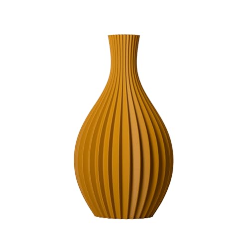 SLIMPRINT Vase Lily, Ockergelb, Halbrunde Tischvase für Trockenblumen, 24,7 x 18 x 45 cm, Recycelter Biokunststoff von Slimprint