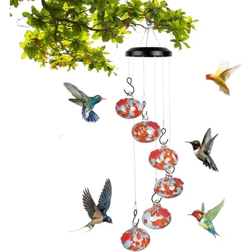 Bezaubernde Windspiel-Kolibri-Futterstation, 2024 Neue Kolibri-Futterstation, hängende Kolibri-Windspiel-Futterstation für den Außenbereich, Gartendekoration (Orange) von Slipasikao