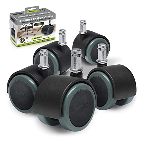 Slipstick CB680 5,1 cm Boden Schutz Gummi Bürostuhl Caster Wheels (Set von 5) Standard stem Size – Schwarz/Grau von Slipstick