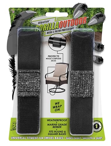 Slipstick GorillaOutdoor CB5046 Bodenschoner für Möbel, mit röhrenförmigen Beinen und Sockeln (8 Stück), Möbelpolster für den Innen- und Außenbereich, Schwarz/Grau von Slipstick