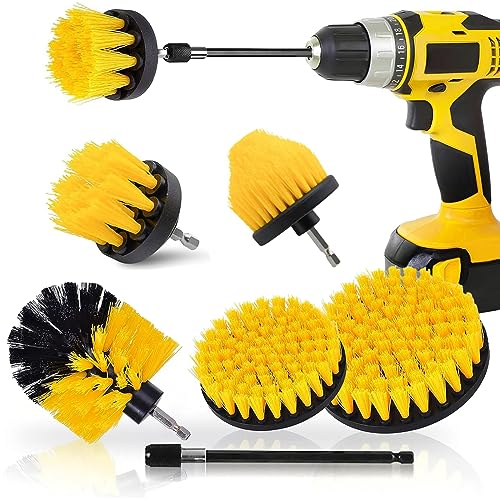 Sliva Bohrbürstenaufsatz-Set, 6 Stück Power Scrubber Bürste mit verlängerbarem langem Aufsatz für die Reinigung von Boden, Teppich, Fliesen, Fugen, Autorädern, WC, Bad, Küche von Sliva