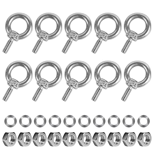 10 Stück Ösenschraube M6*12 Ringschraube 304 Edelstahl Augenschraube Ring Runde Augenbolzen Metrisch Ringbolzen Hardware Ringschrauben für Rolle Des Befestigens Und Hängens von Sliverdew