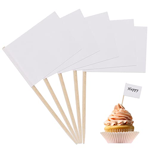 100 Stück Leere Zahnstocher Flaggen Käse Marker Cupcake Topper Flaggen Kennzeichnung für Party Kuchen Lebensmittel Buffet Käseplatte Vorspeisen Weiß von Sliverdew