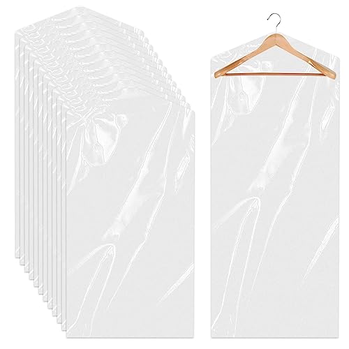 12 Stück Kleidersack Transparente 60x150 cm Kleidung Staubdicht Kunststoff Hängen Kleidersäcke Kleiderschutz Trockenreiniger Taschen für Anzüge Sakkos Hemden von Sliverdew