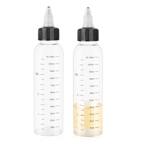 2 Stück Squeeze Flaschen 110ml klare Ölspender Quetschflasche mit Skala Ölflasche mit Spitzenkappe Mehrzweck Plastikflasche für flüssige Gewürze sauce Öl Soja Essig von Sliverdew