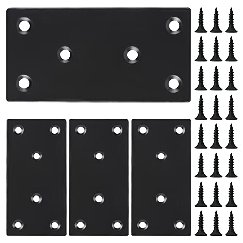 4 Stück Tische Flachverbinder Schwarze Lochplatte 100x50x1,8 mm Flache Ecke Bracket Edelstahl Flickplatte Holzverbinder Verbindungsplatte mit 24 Stück Schrauben für Möbel Schrank Bettrahmen von Sliverdew