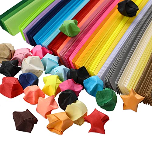 540 Blatt Origami Sterne Papier 27 Farben Faltstern Papierstreifen Doppelseitige Glücksstern Papierstreifen Origami Faltpapier für Kinder Studenten DIY Handwerk von Sliverdew
