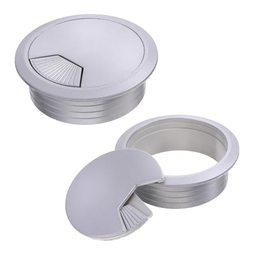 Kabeldurchführung Schreibtisch, 2 Stück 80mm Silber Schreibtisch Kabeldurchführung Steckdosen Abdeckung Kunststoff Kabeldurchlass Tisch Kabel Durchführungen Kabel Management für Schreibtisch von Sliverdew