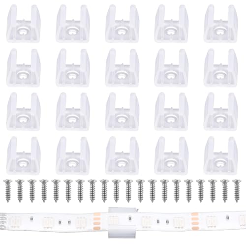 Sliverdew 20 Stück wasserdichter LED-Lichtstreifen Clips, LED Neon Montageclips, LED Streifen Montagehalterung Clips, passend für 10 mm bis 12 mm LED Streifen Halterung mit Schrauben, durchscheinend Sliverdew 20 Stück wasserdichter LED-Lichtstreifen Clips, LED Neon Montageclips, LED Streifen Montagehalterung Clips, passend für 10 mm bis 12 mm LED Streifen Halterung mit Schrauben, durchscheinend von Sliverdew
