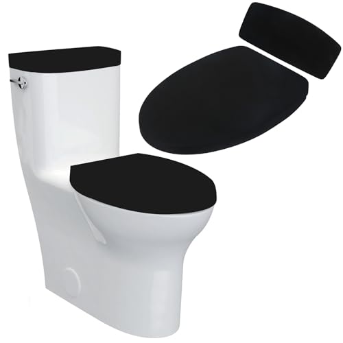 Toilettensitzbezug WC-Sitzbezug, WC-Deckelbezug, Toilettendeckel Tank Protector Cover 2er Set mit Elastischem Boden, Toilettenbezug Gummizug für die meisten Toilettendeckel, Schwarz Toilettensitzbezug WC-Sitzbezug, WC-Deckelbezug, Toilettendeckel Tank Protector Cover 2er Set mit Elastischem Boden, Toilettenbezug Gummizug für die meisten Toilettendeckel, Schwarz von Sliverdew