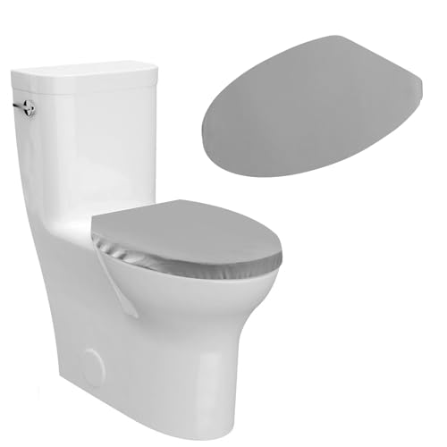 Toilettensitzbezug WC-Sitzbezug, WC-Deckelbezug, Toilettendeckel mit Elastischem Boden, Toilettenbezug Gummizug für die meisten Toilettendeckel, Grau von Sliverdew