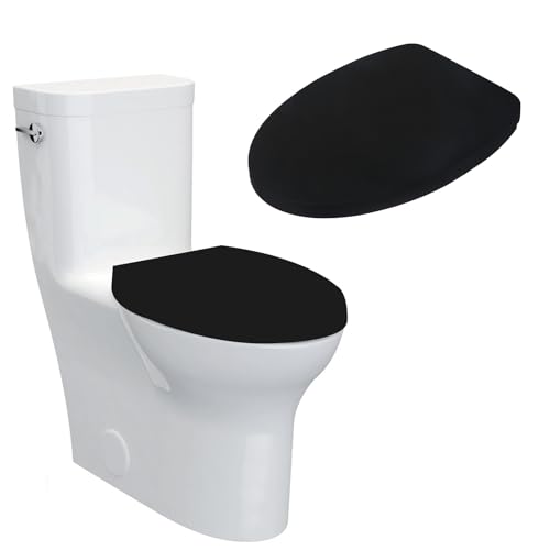 Toilettensitzbezug WC-Sitzbezug, WC-Deckelbezug, Toilettendeckel mit Elastischem Boden, Toilettenbezug Gummizug für die meisten Toilettendeckel, Schwarz von Sliverdew
