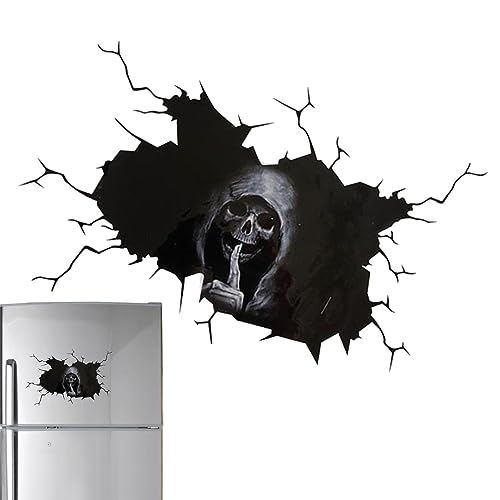 Gruseliger Totenkopf-Riss-Autoaufkleber | Halloween-Totenkopf-Riss-Aufkleber,Wasserdichter Halloween-Schädel-Aufkleber, Auto-Heck-Emblem-Abzeichen-Aufkleber für Auto LKW Wohnwagen von Sloane