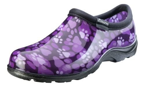 Principle Plastics Sloggers Damen Regenschuhe mit Pfotenabdruckmotiv, Violett Size 6 violett von Sloggers