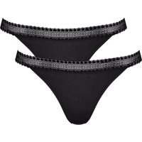 sloggi Tanga "GO Ribbed", (2er Pack), weiche, Baumwollmischung, Spitzenbesatz, bequem von Sloggi