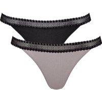 sloggi Tanga "GO Ribbed", (2er Pack), weiche, Baumwollmischung, Spitzenbesatz, bequem von Sloggi