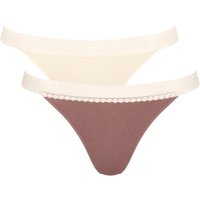 sloggi Tanga "GO Ribbed", (2er Pack), weiche, Baumwollmischung, Spitzenbesatz, bequem von Sloggi