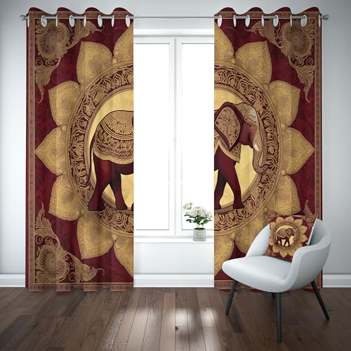 Slojtdd Afrika Elefant Verdunklungsvorhang ösen,Boho Mandala Gardinen Blickdicht 2er Set, Indien Exotisch Tierwelt Schlafzimmer vorhange, kinderzimmer Wohnzimmer 2er Set,210x132 Slojtdd Afrika Elefant Verdunklungsvorhang ösen,Boho Mandala Gardinen Blickdicht 2er Set, Indien Exotisch Tierwelt Schlafzimmer vorhange, kinderzimmer Wohnzimmer 2er Set,210x132 von Slojtdd
