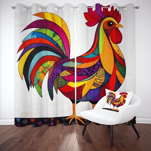 Slojtdd Bunt Huhn Verdunklungsvorhang ösen,Boho Ethnisch Hühner Gardinen Blickdicht 2er Set, Henne Rustikal Bauernhau Schlafzimmer vorhange, kinderzimmer Wohnzimmer 2er Set,210x132 Slojtdd Bunt Huhn Verdunklungsvorhang ösen,Boho Ethnisch Hühner Gardinen Blickdicht 2er Set, Henne Rustikal Bauernhau Schlafzimmer vorhange, kinderzimmer Wohnzimmer 2er Set,210x132 von Slojtdd