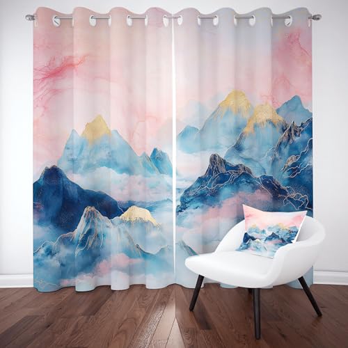 Slojtdd Natur Berg Landschaft Verdunklungsvorhang ösen,Bunt Tinte Gardinen Blickdicht 2er Set, Aquarell Stil Schlafzimmer vorhange, kinderzimmer Wohnzimmer 2er Set,210x132 Slojtdd Natur Berg Landschaft Verdunklungsvorhang ösen,Bunt Tinte Gardinen Blickdicht 2er Set, Aquarell Stil Schlafzimmer vorhange, kinderzimmer Wohnzimmer 2er Set,210x132 von Slojtdd