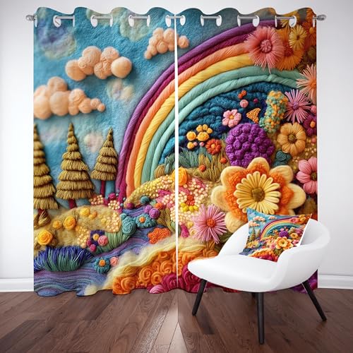 Slojtdd Regenbogen Verdunklungsvorhang ösen,Karikatur Floral Gardinen Blickdicht 2er Set, Cartoon Niedlich Schlafzimmer vorhange, kinderzimmer Wohnzimmer 2er Set,210x132 Slojtdd Regenbogen Verdunklungsvorhang ösen,Karikatur Floral Gardinen Blickdicht 2er Set, Cartoon Niedlich Schlafzimmer vorhange, kinderzimmer Wohnzimmer 2er Set,210x132 von Slojtdd