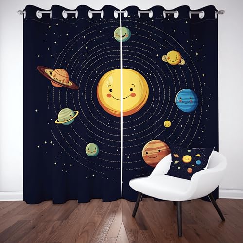 Slojtdd Sonnensystem Verdunklungsvorhang ösen,Karikatur Planet Gardinen Blickdicht 2er Set, Weltraum Universum Schlafzimmer vorhange, kinderzimmer Wohnzimmer 2er Set,210x132 Slojtdd Sonnensystem Verdunklungsvorhang ösen,Karikatur Planet Gardinen Blickdicht 2er Set, Weltraum Universum Schlafzimmer vorhange, kinderzimmer Wohnzimmer 2er Set,210x132 von Slojtdd