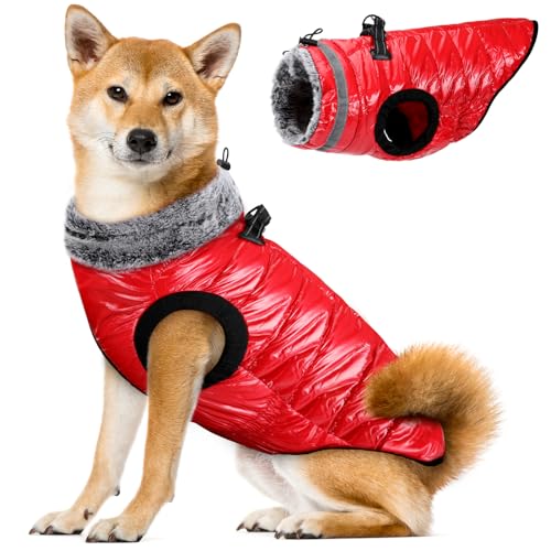 SlowTon Hundemantel Winter Große Hunde,Wintermantel Hund Groß,Hundejacke Hundemantel Wasserdicht Fleece gefüttert Warme Winterjacke Hunde Bekleidung für Winter Herbst Große Hund von SlowTon