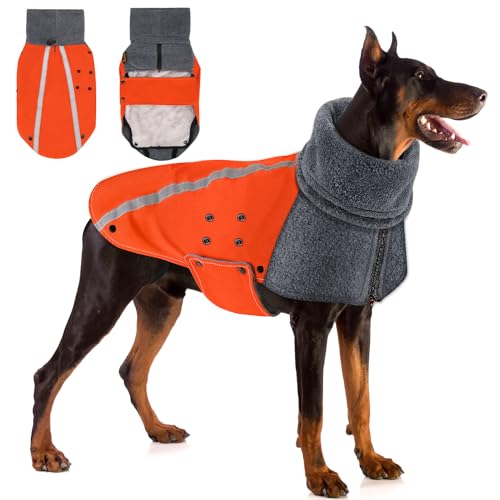 SlowTon Winter Hundemantel, Warm Polar Fleece Futter Hund Outdoor Jacke mit Rollkragen Schal Reflektierende Streifen Verstellbar Wasserdicht Winddicht Welpenweste Weiche Haustier Outfits SlowTon Winter Hundemantel, Warm Polar Fleece Futter Hund Outdoor Jacke mit Rollkragen Schal Reflektierende Streifen Verstellbar Wasserdicht Winddicht Welpenweste Weiche Haustier Outfits von SlowTon