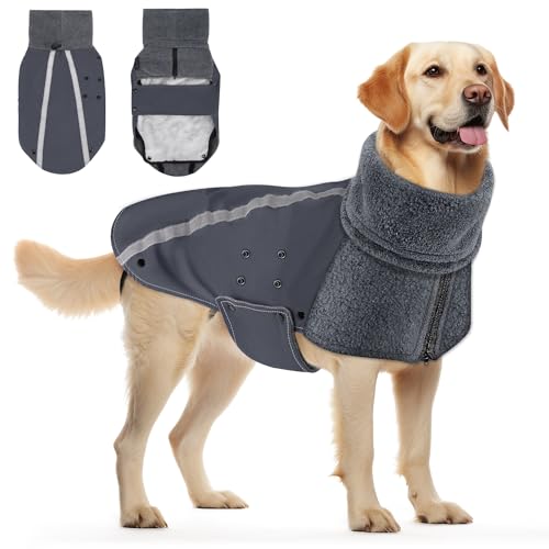 SlowTon Winter Hundemantel, Warm Polar Fleece Futter Hund Outdoor Jacke mit Rollkragen Schal Reflektierende Streifen Verstellbar Wasserdicht Winddicht Welpenweste Weiche Haustier Outfits SlowTon Winter Hundemantel, Warm Polar Fleece Futter Hund Outdoor Jacke mit Rollkragen Schal Reflektierende Streifen Verstellbar Wasserdicht Winddicht Welpenweste Weiche Haustier Outfits von SlowTon