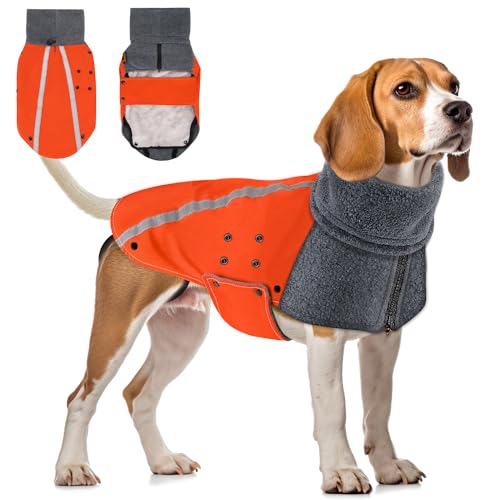 SlowTon Winter Hundemantel, Warm Polar Fleece Futter Hund Outdoor Jacke mit Rollkragen Schal Reflektierende Streifen Verstellbar Wasserdicht Winddicht Welpenweste Weiche Haustier Outfits SlowTon Winter Hundemantel, Warm Polar Fleece Futter Hund Outdoor Jacke mit Rollkragen Schal Reflektierende Streifen Verstellbar Wasserdicht Winddicht Welpenweste Weiche Haustier Outfits von SlowTon