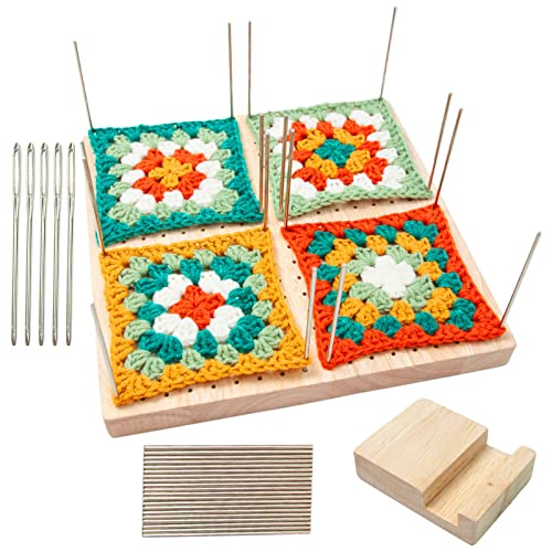 Blockierbrett Zum Häkeln, Häkel-Blockierbrett aus Holz, Wiederverwendbar, Handgefertigtes Strick-Blockiermatten-Set, Zum Stricken Und Häkeln von Sluffs