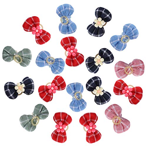 Sluffs 20PCS Polyester Pet Bowknot Elastic Cord Headwear Decoration Accessory for Cats Dogs Pet Hair Accessories for Dog, Puppy, and Cat Grooming von Sluffs