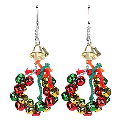 Sluffs 2Pcs Pet Bird Parrot Bell Ring Garland Toy Christmas Birdcage Wreath Decorate Supply, Small Parakeet Cages Decorative Accessories von Sluffs