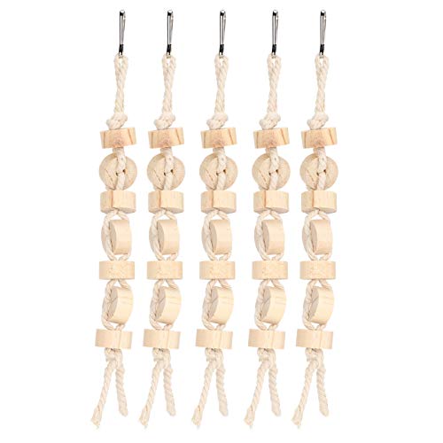 Sluffs 5Pcs Parrots Wooden Chewing Toy Cage Cotton Rope Hanging Bird Bite Blocks Parakeet Wooden Chew Toy, Hanging Wood Cookies for Pecking and Chewing Sluffs 5Pcs Parrots Wooden Chewing Toy Cage Cotton Rope Hanging Bird Bite Blocks Parakeet Wooden Chew Toy, Hanging Wood Cookies for Pecking and Chewing von Sluffs
