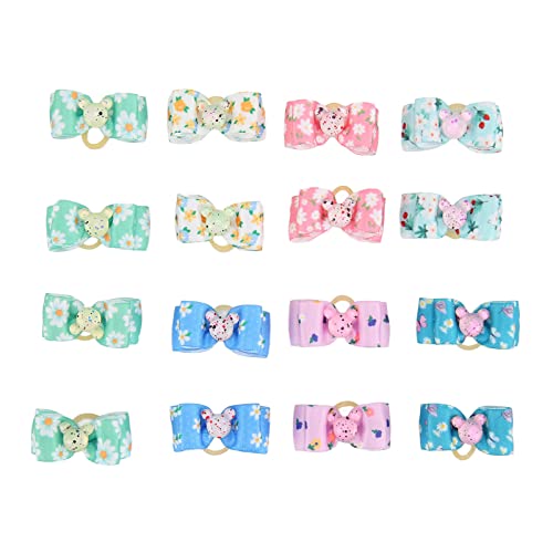 Sluffs Cute Puppy Dog Small Bowknot Hair Bows with Rubber Band, Bulk Small Dog Bows Hair Accessories Set for Pet Grooming Bows. von Sluffs
